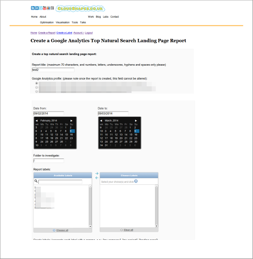 Initial report creation form Initial report creation form
