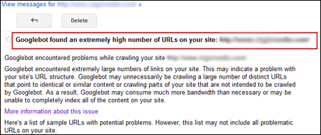 Googlebot found an extremely high number of URLs on your site